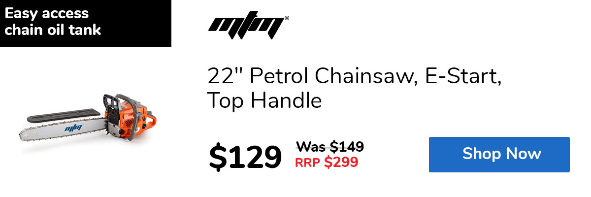 22" Petrol Chainsaw, E-Start, Top Handle