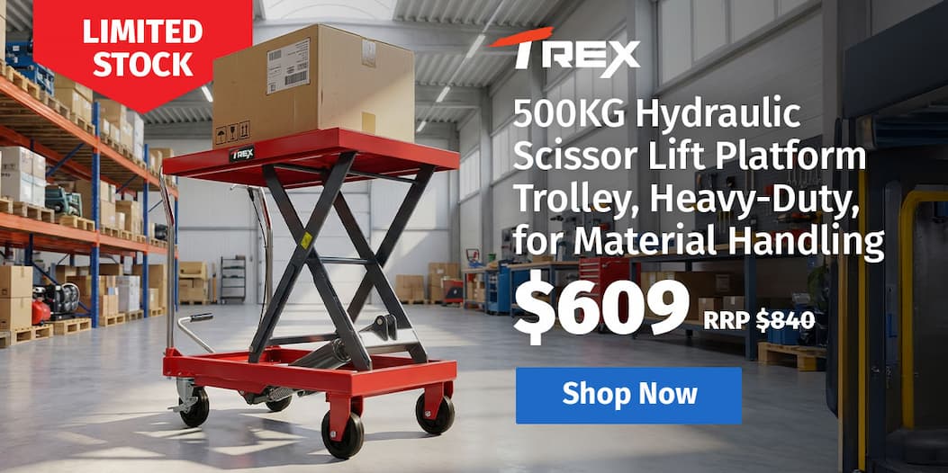 T-REX 500KG Hydraulic Scissor Lift Platform Trolley, Heavy-Duty, for Material Handling