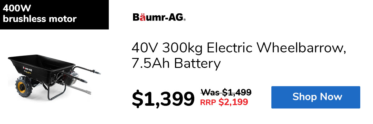 40V 300kg Electric Wheelbarrow, 7.5Ah Battery