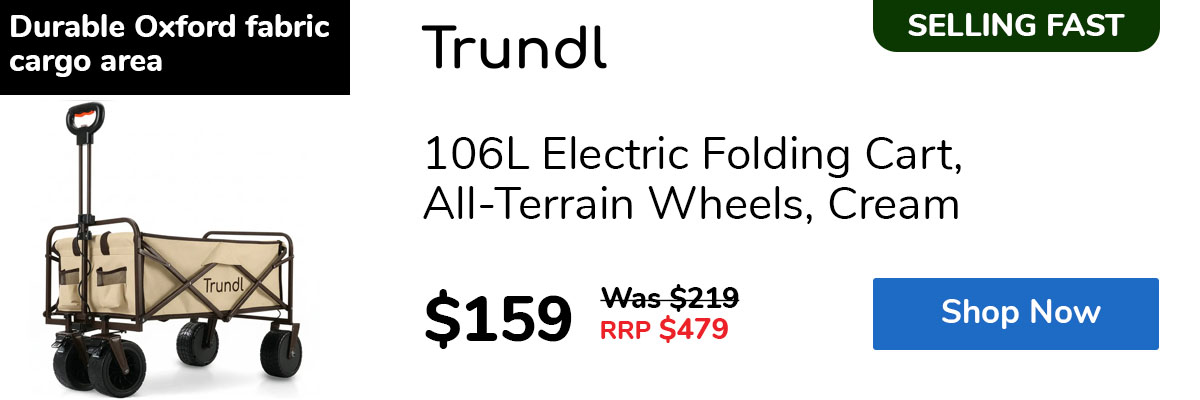 106L Electric Folding Cart, All-Terrain Wheels, Cream