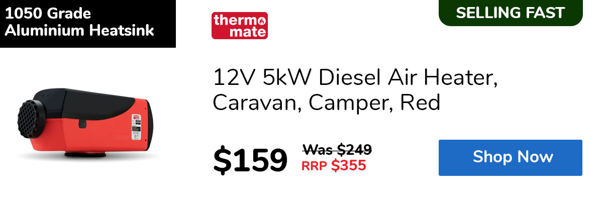 12V 5kW Diesel Air Heater, Caravan, Camper, Red