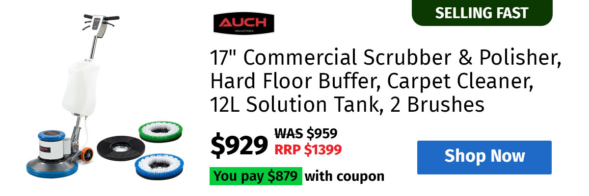 AUCH 17" Commercial Scrubber & Polisher, Hard Floor Buffer, Carpet Cleaner, 12L Solution Tank, 2 Brushes