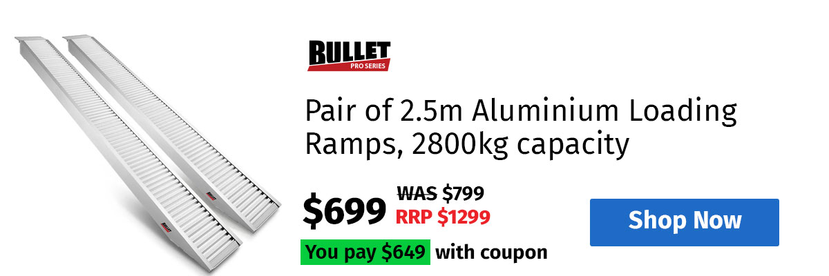 BULLET Pair of 2.5m Aluminium Loading Ramps, 2800kg capacity