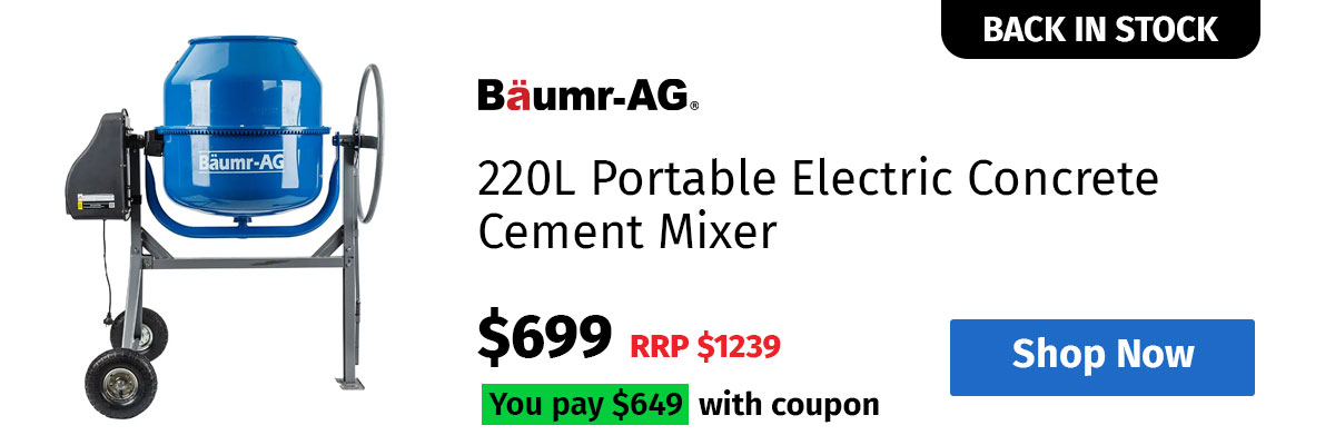 Baumr-AG  220L Portable Electric Concrete Cement Mixer
