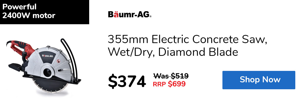 355mm Electric Concrete Saw, Wet/Dry, Diamond Blade