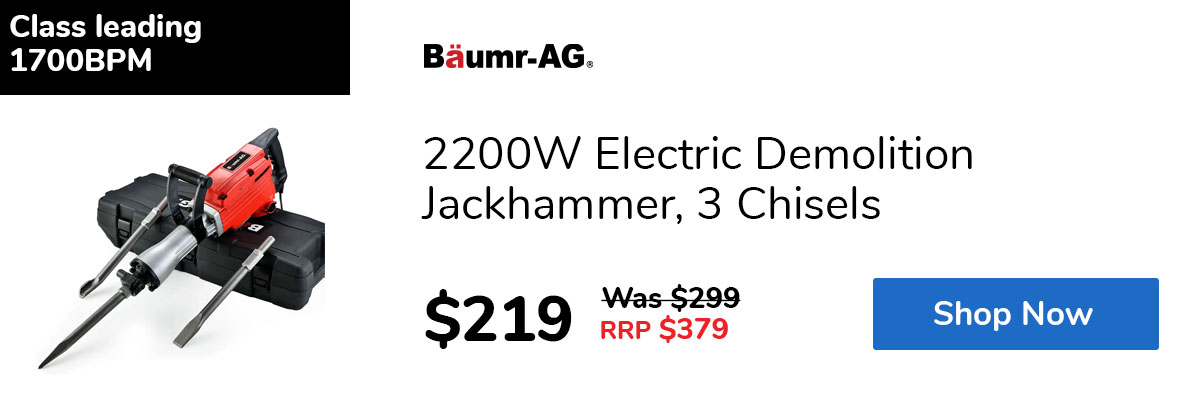2200W Electric Demolition Jackhammer, 3 Chisels