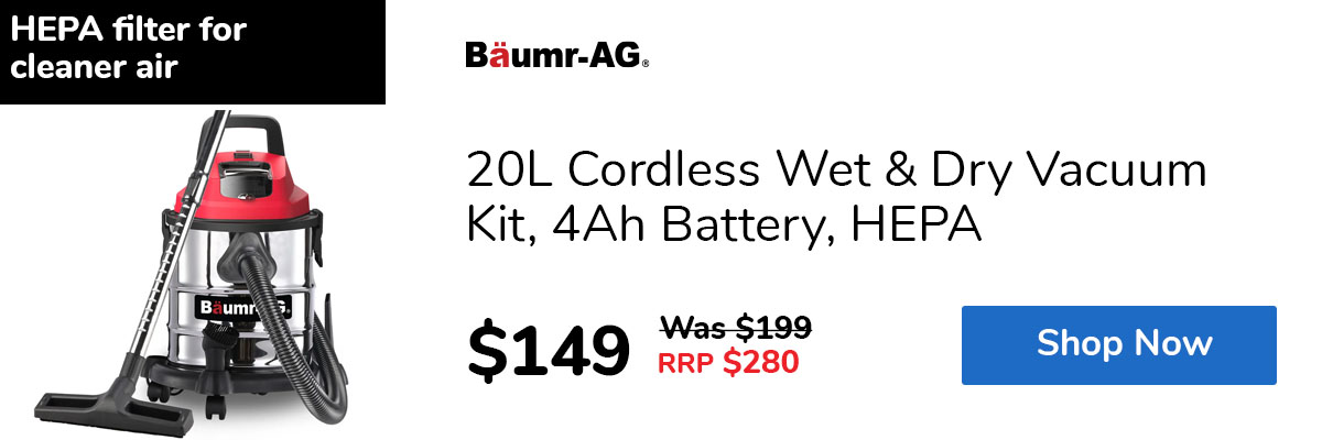 20L Cordless Wet & Dry Vacuum Kit, 4Ah Battery, HEPA