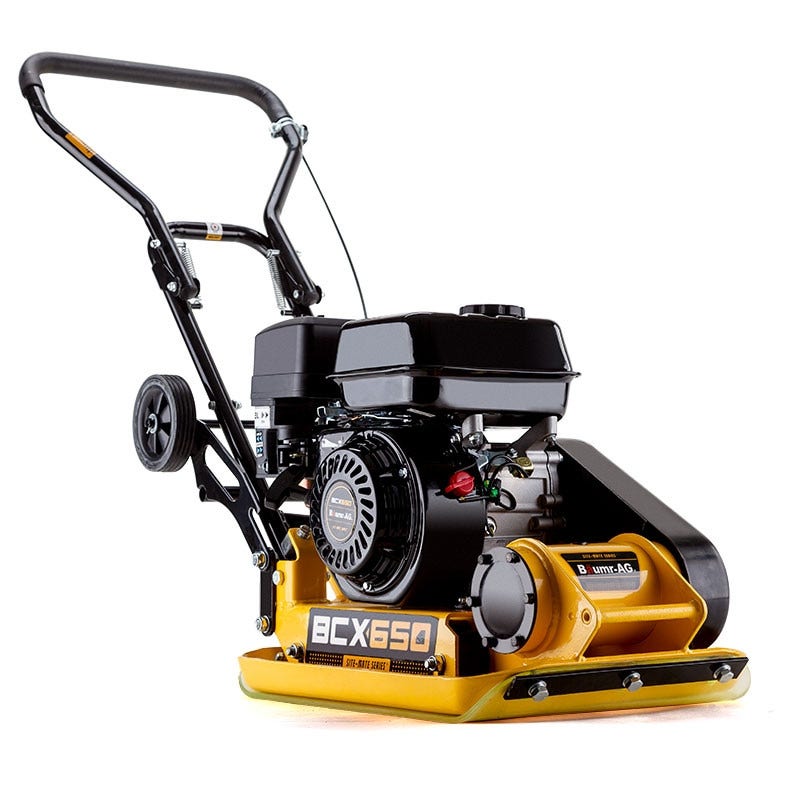 Image of BAUMR-AG 60kg 370x510mm 6.5HP Plate Compactor, Paver Pad, Transport Wheels