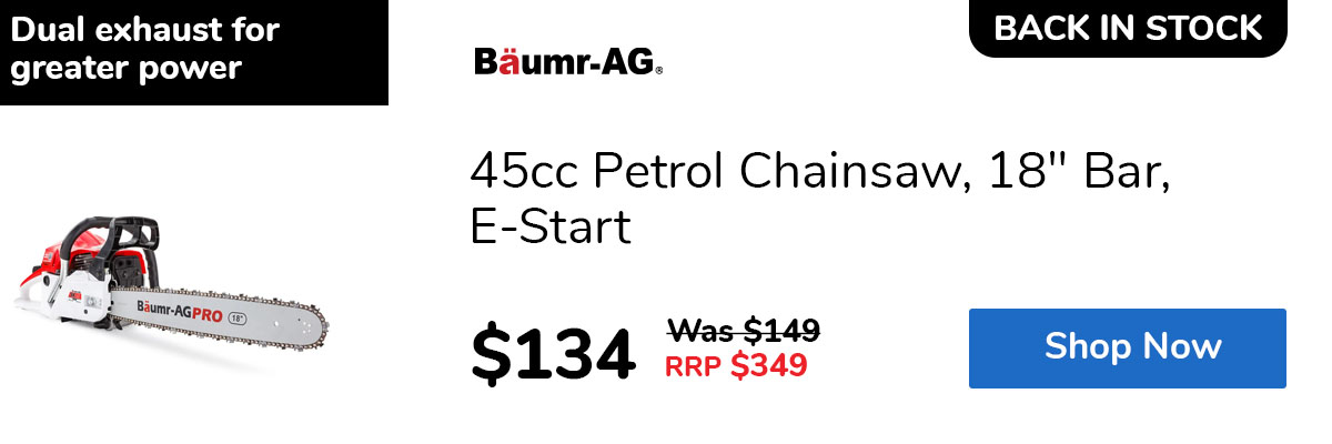 45cc Petrol Chainsaw, 18" Bar, E-Start