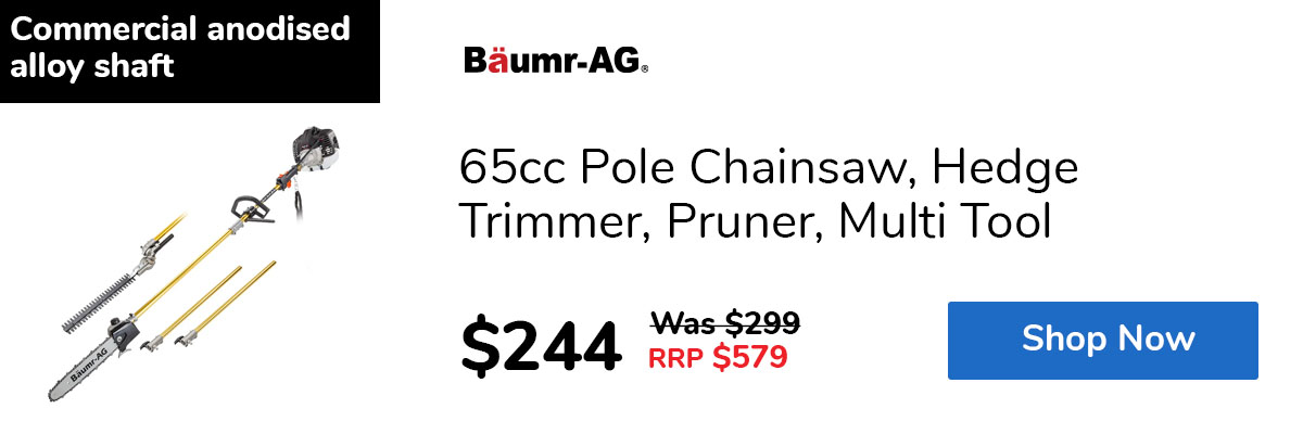 65cc Pole Chainsaw, Hedge Trimmer, Pruner, Multi Tool