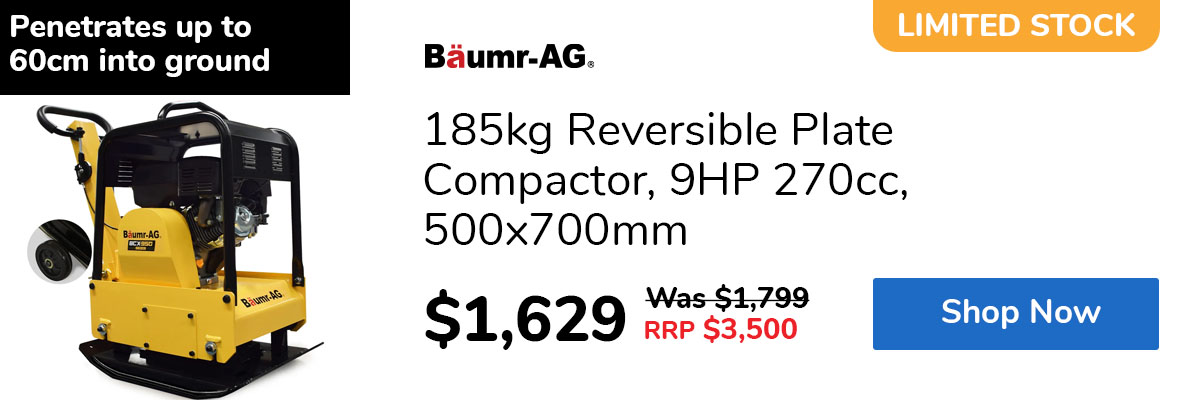 185kg Reversible Plate Compactor, 9HP 270cc, 500x700mm