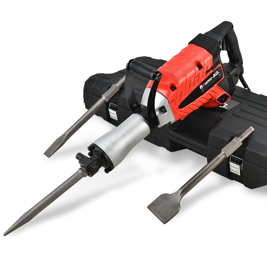 Image of BAUMR-AG 2400W Pro-Grade Electric Demolition Jackhammer, with 3 Bonus Chisels, Carry Case