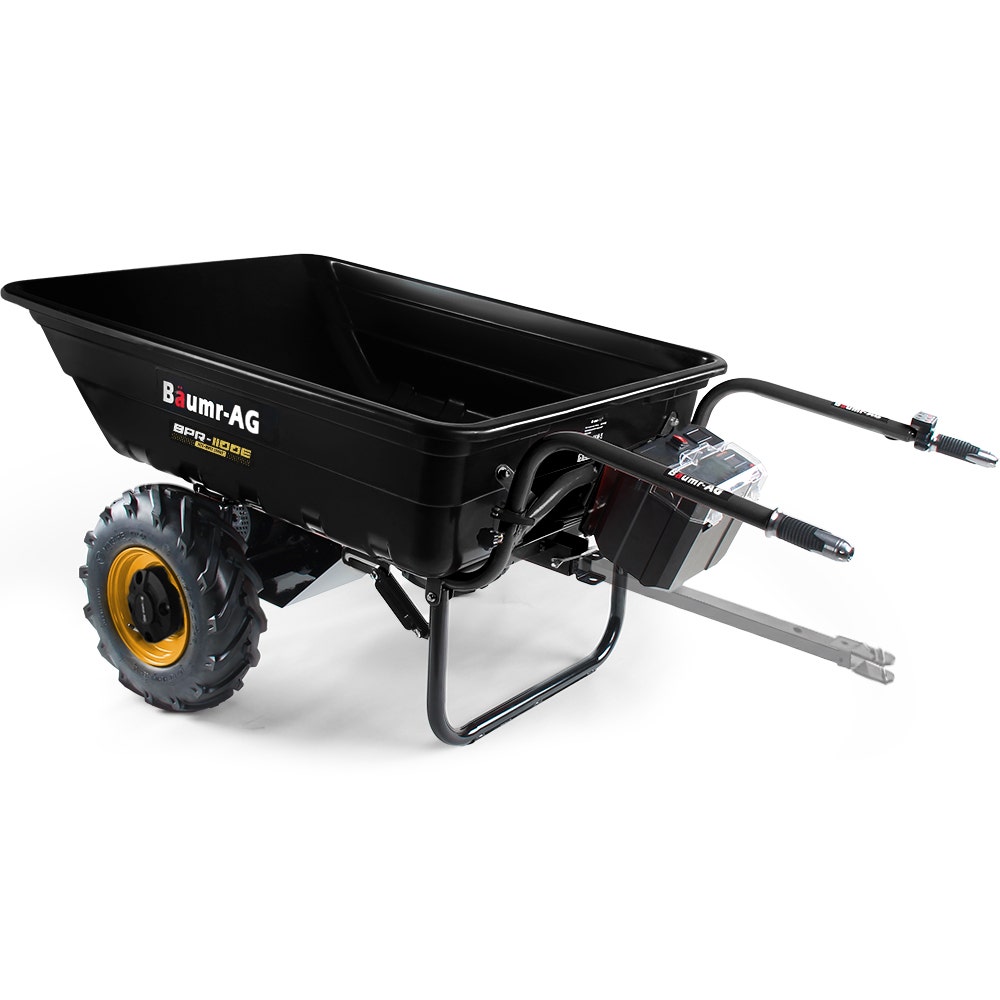 Image of BAUMR-AG 40V Li-ion 300KG / 300L Wheelbarrow, ATV Tow Bar, Deep V-tread Tyre, 7.5Ah Lithium Battery, 2 Wheel Direct Drive