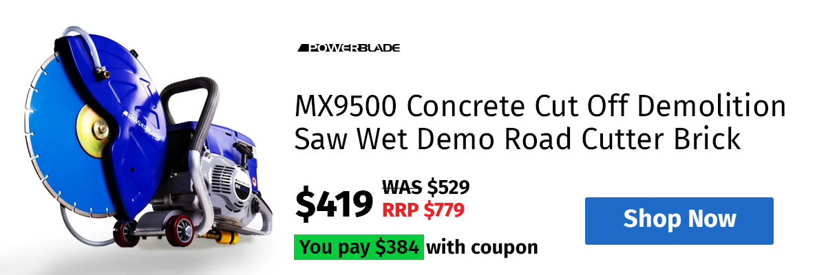 POWERBLADE MX9500 Concrete Cut Off Demolition Saw Wet Demo Road Cutter Brick