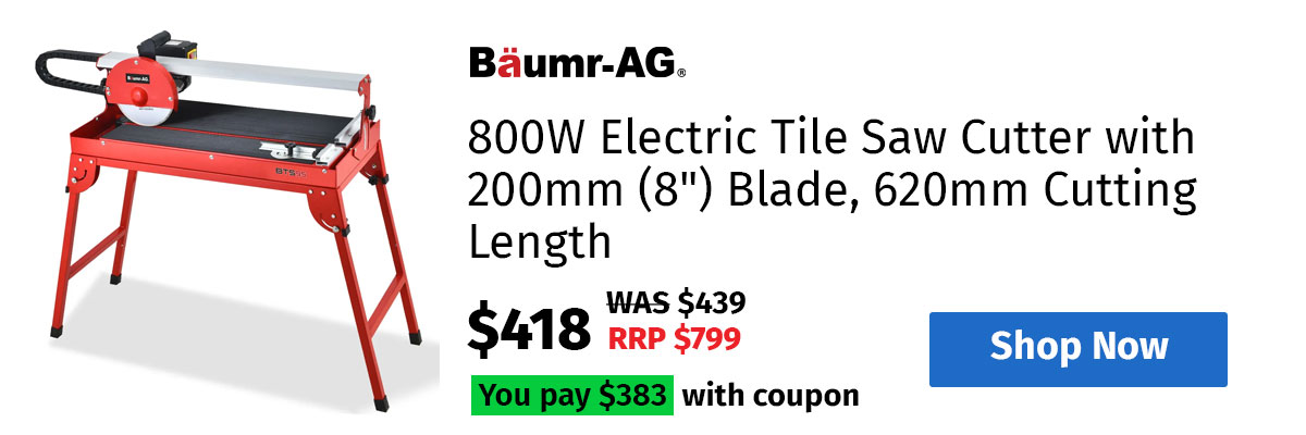 BAUMR-AG 800W Electric Tile Saw Cutter with 200mm (8") Blade, 620mm Cutting Length