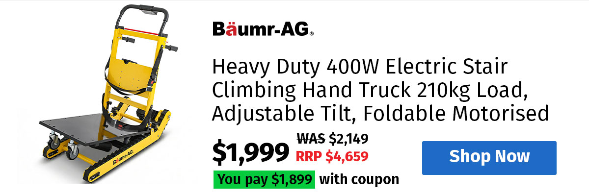 BAUMR-AG Heavy Duty 400W Electric Stair Climbing Hand Truck 210kg Load, Adjustable Tilt, Foldable Motorised Dolly Cart for Moving Furniture Appliances Equipment
