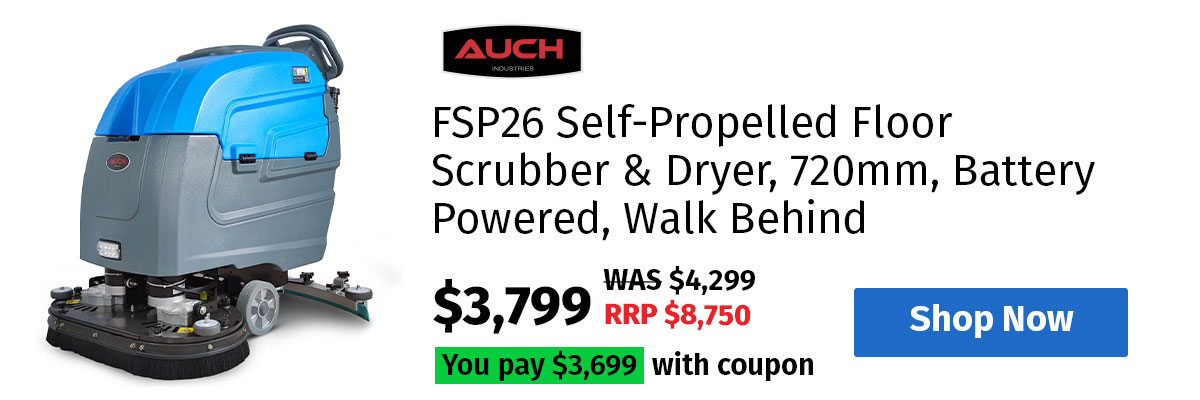 AUCH FSP26 Self-Propelled Floor Scrubber & Dryer, 720mm, Battery Powered, Walk Behind, Multi-purpose Commercial Grade Machine
