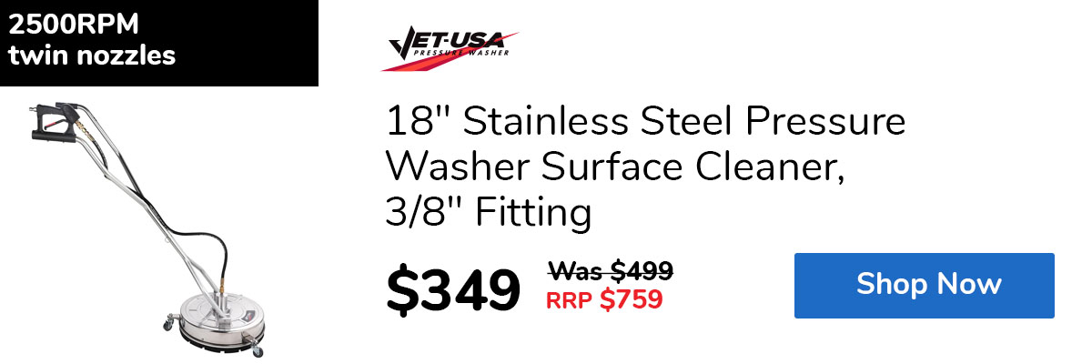 18" Stainless Steel Pressure Washer Surface Cleaner, 3/8" Fitting
