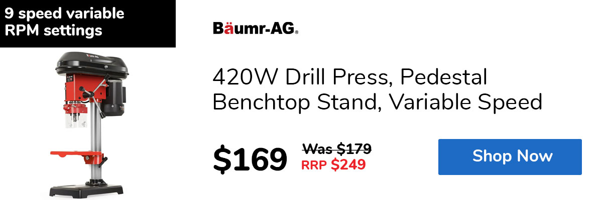 420W Drill Press, Pedestal Benchtop Stand, Variable Speed