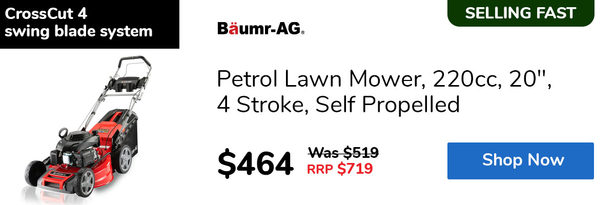 Petrol Lawn Mower, 220cc, 20", 4 Stroke, Self Propelled