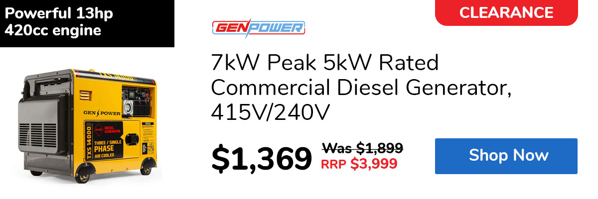 7kW Peak 5kW Rated Commercial Diesel Generator, 415V/240V
