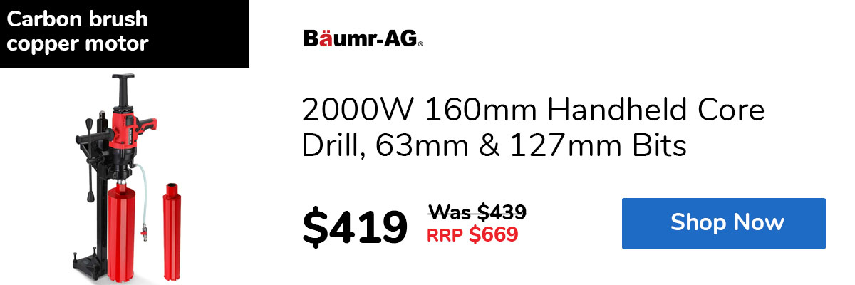 2000W 160mm Handheld Core Drill, 63mm & 127mm Bits