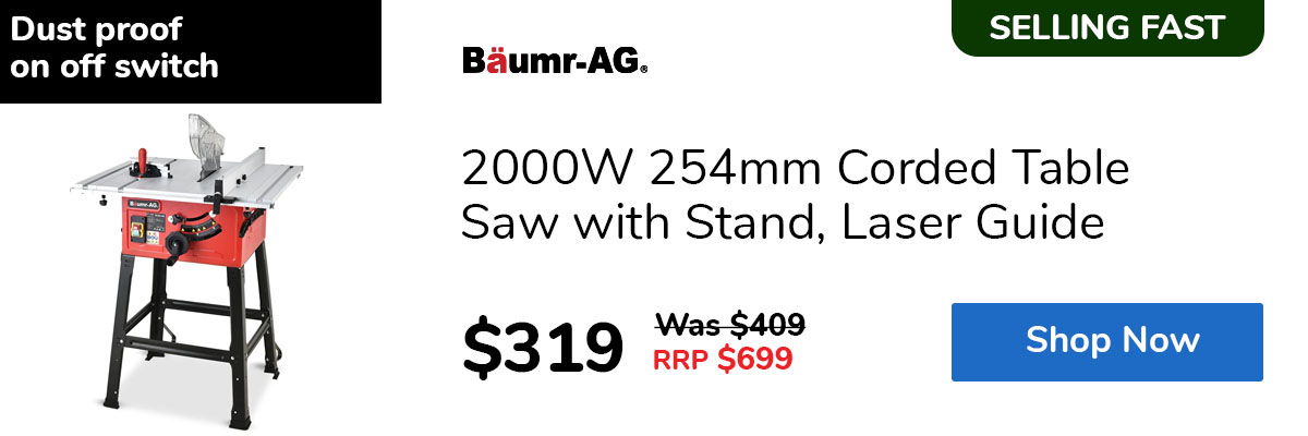 2000W 254mm Corded Table Saw with Stand, Laser Guide