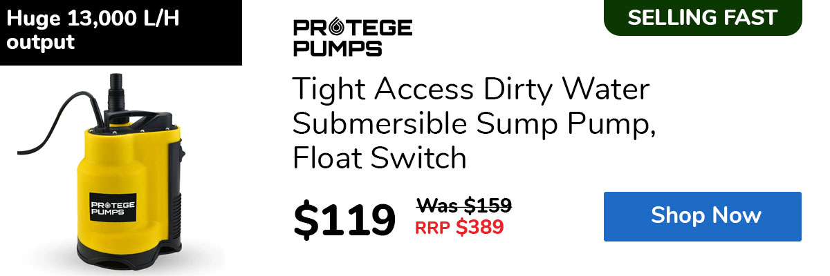 Tight Access Dirty Water Submersible Sump Pump, Float Switch