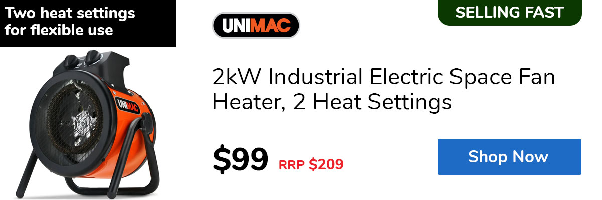 2kW Industrial Electric Space Fan Heater, 2 Heat Settings