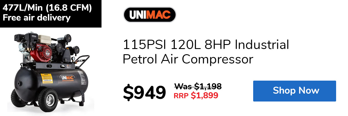 115PSI 120L 8HP Industrial Petrol Air Compressor