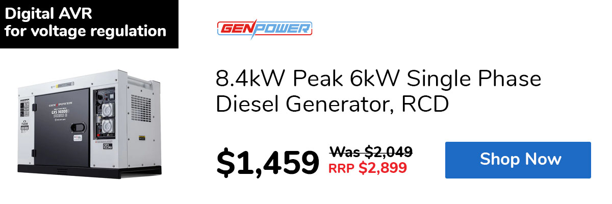 8.4kW Peak 6kW Single Phase Diesel Generator, RCD