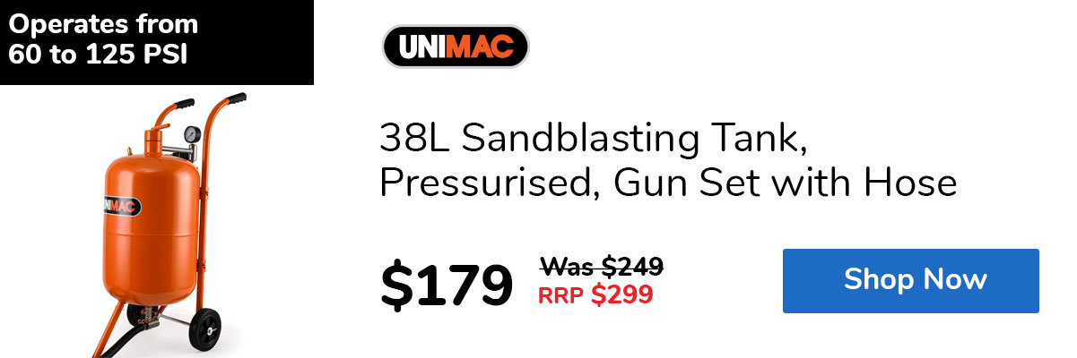 38L Sandblasting Tank, Pressurised, Gun Set with Hose
