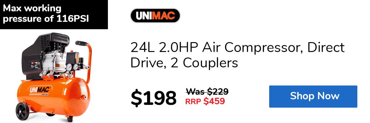 24L 2.0HP Air Compressor, Direct Drive, 2 Couplers