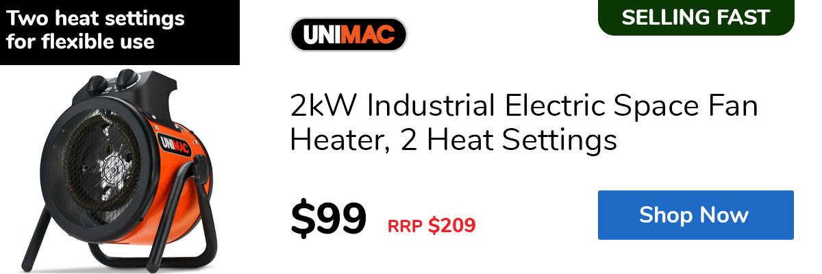 2kW Industrial Electric Space Fan Heater, 2 Heat Settings