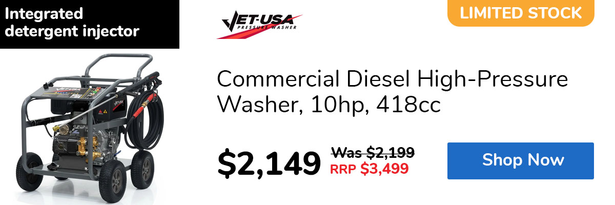 Commercial Diesel High-Pressure Washer, 10hp, 418cc