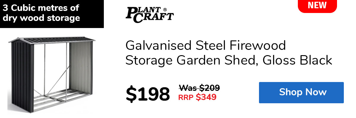 Galvanised Steel Firewood Storage Garden Shed, Gloss Black