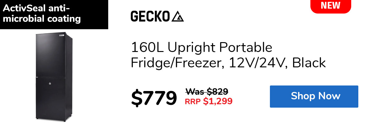 160L Upright Portable Fridge/Freezer, 12V/24V, Black