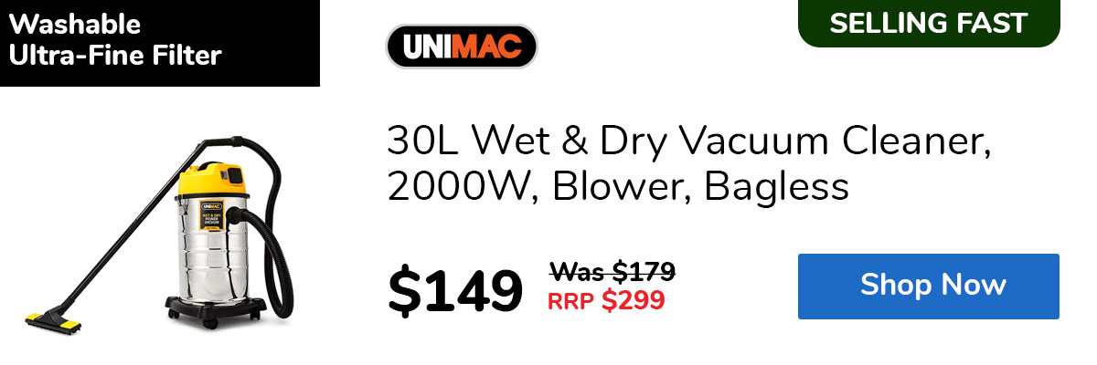 30L Wet & Dry Vacuum Cleaner, 2000W, Blower, Bagless