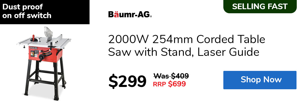 2000W 254mm Corded Table Saw with Stand, Laser Guide