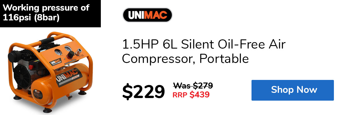 1.5HP 6L Silent Oil-Free Air Compressor, Portable
