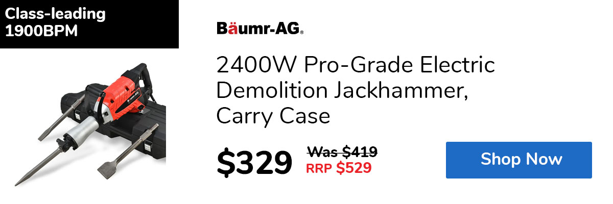 2400W Pro-Grade Electric Demolition Jackhammer, Carry Case