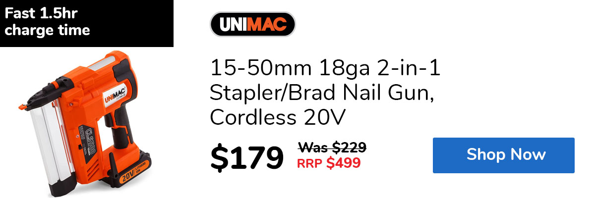 15-50mm 18ga 2-in-1 Stapler/Brad Nail Gun, Cordless 20V
