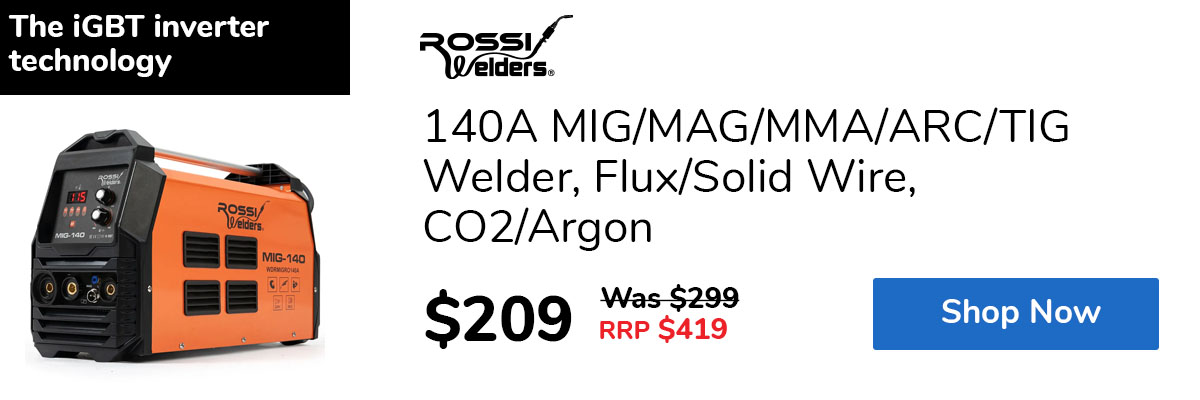 140A MIG/MAG/MMA/ARC/TIG Welder, Flux/Solid Wire, CO2/Argon