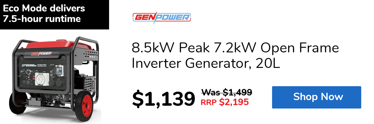 8.5kW Peak 7.2kW Open Frame Inverter Generator, 20L