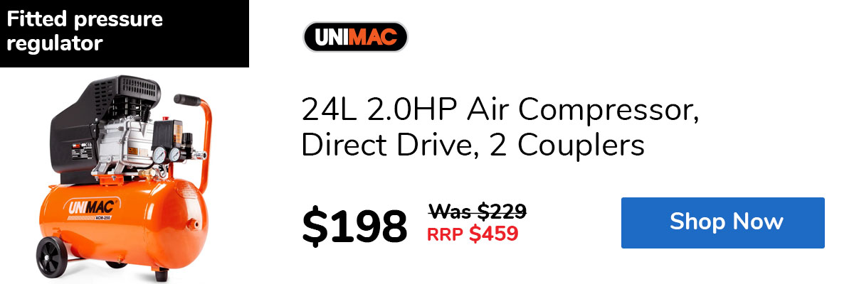 24L 2.0HP Air Compressor, Direct Drive, 2 Couplers