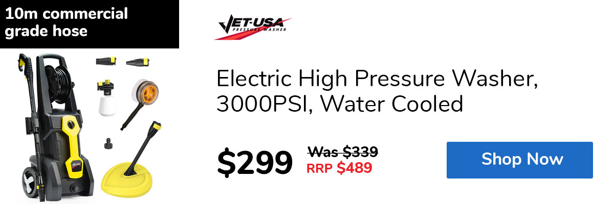 Electric High Pressure Washer, 3000PSI, Water Cooled