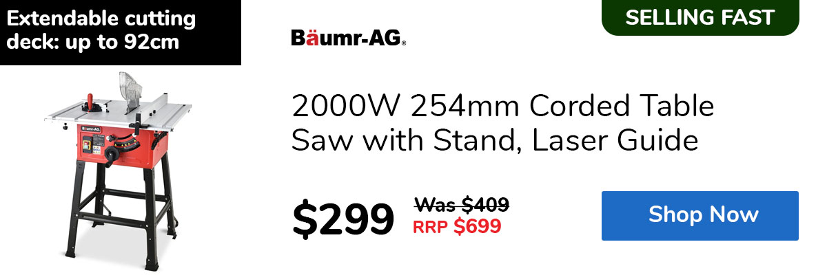 2000W 254mm Corded Table Saw with Stand, Laser Guide