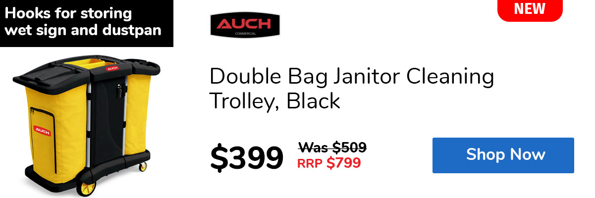 Double Bag Janitor Cleaning Trolley, Black