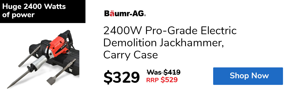 2400W Pro-Grade Electric Demolition Jackhammer, Carry Case