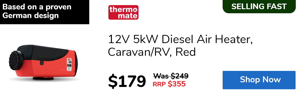 12V 5kW Diesel Air Heater, Caravan/RV, Red